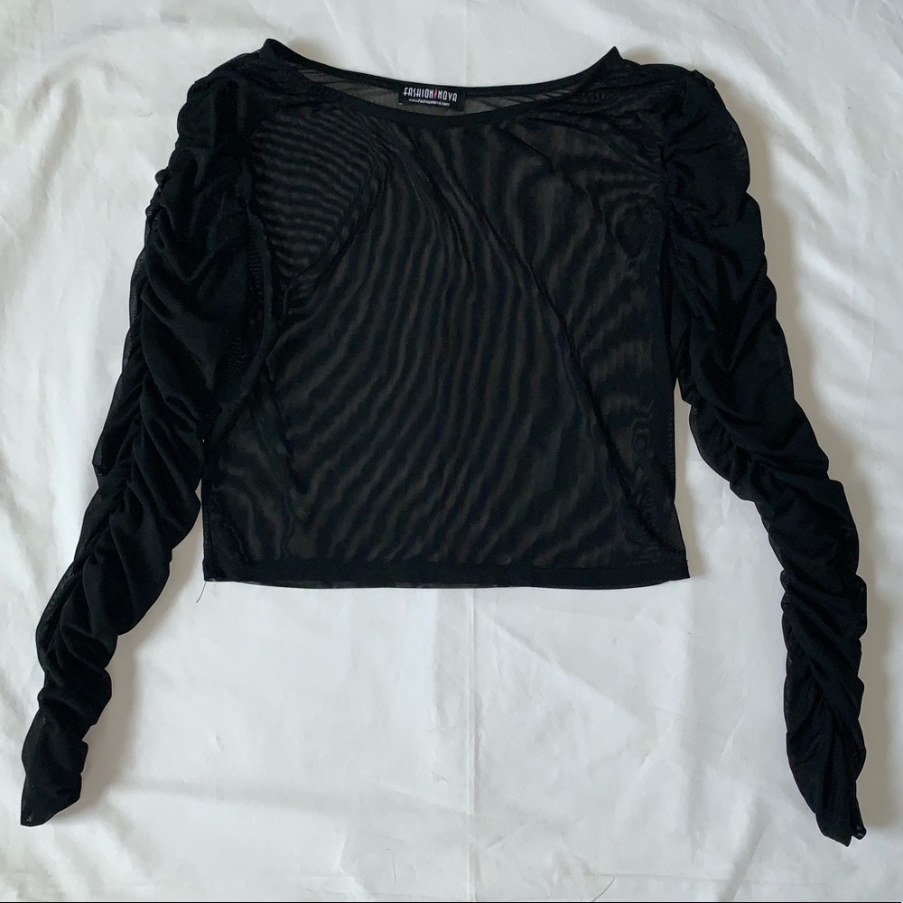 Fashion nova Mesh long sleeve crop top**runs small